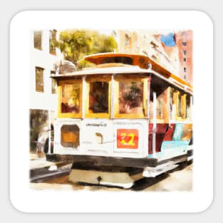 San Francisco Cable Car Watercolor Sticker